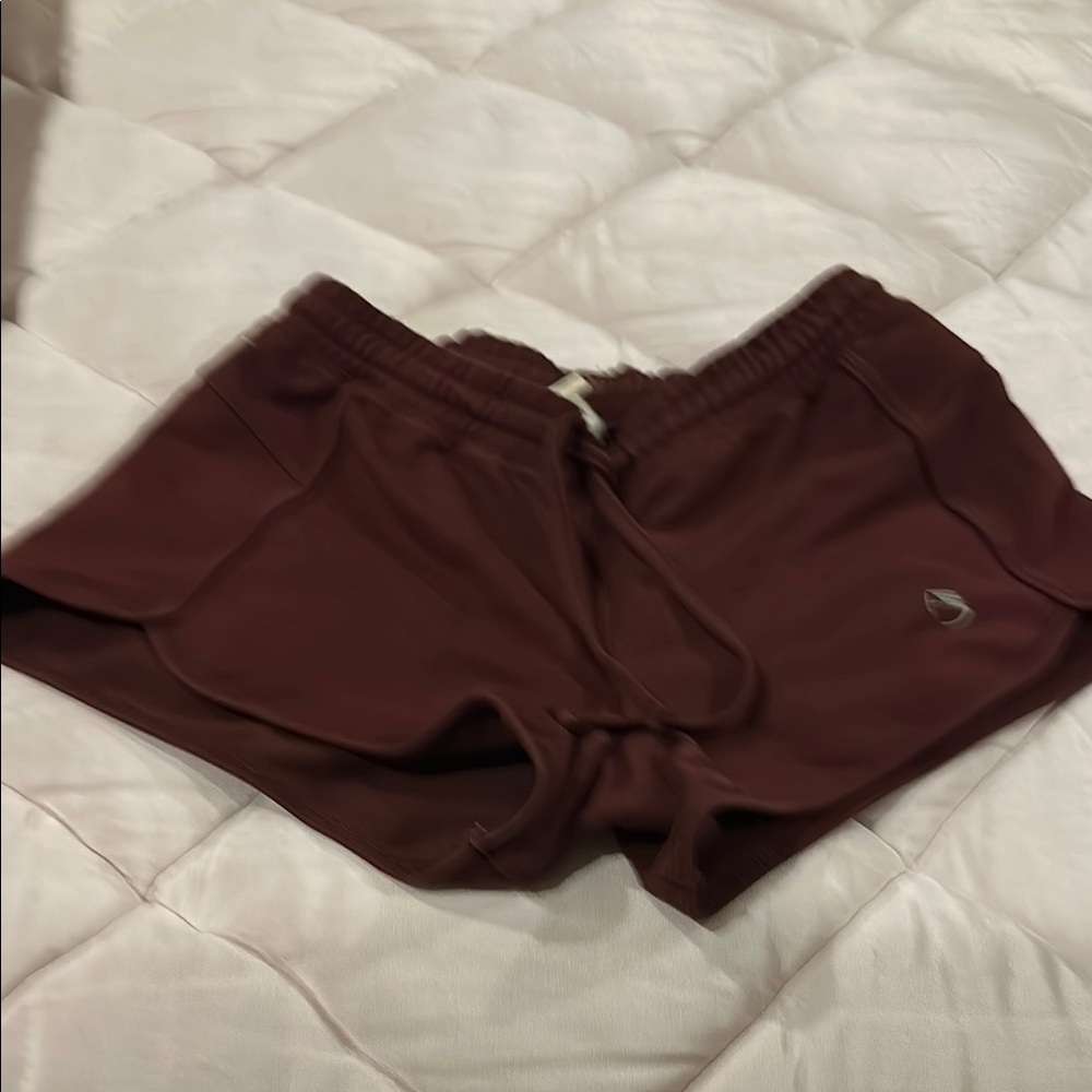 Icyzone Womens Maroon  Elastic Waist Drawstring Athletic Shorts Sz Small